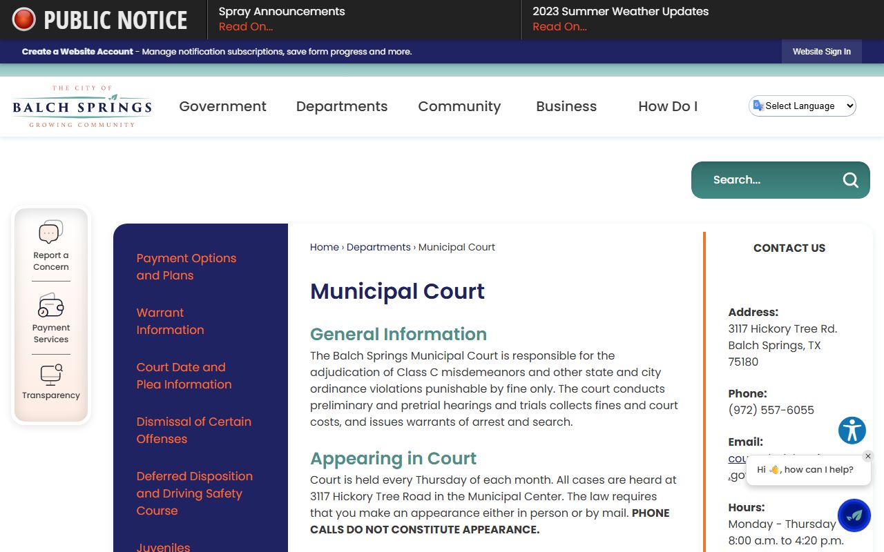 Balch Springs people search municipal court portal
