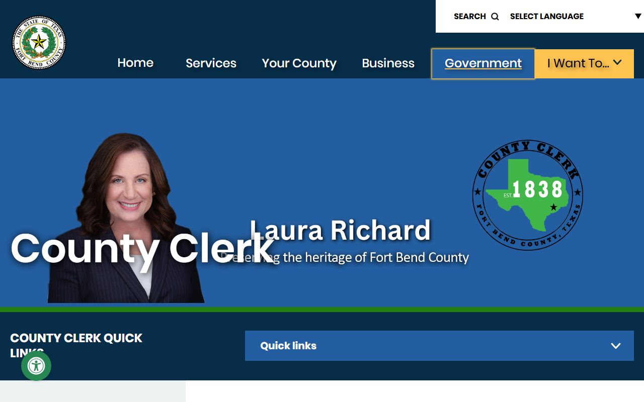 Fort Bend County Clerk website for Fort Bend County people search