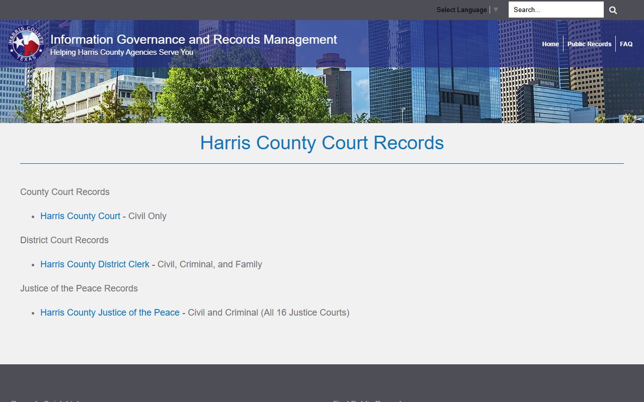 Harris County court records portal for people search