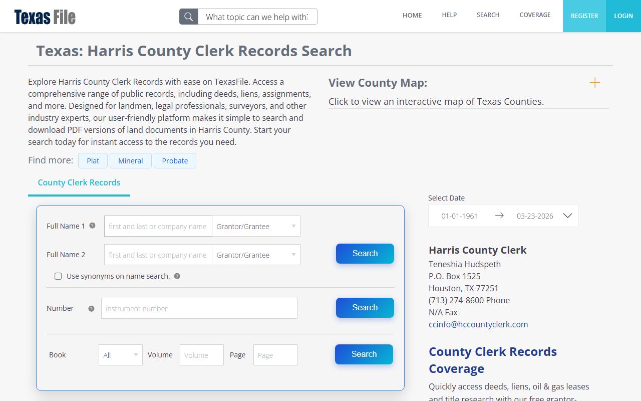 Harris County property records search for people search