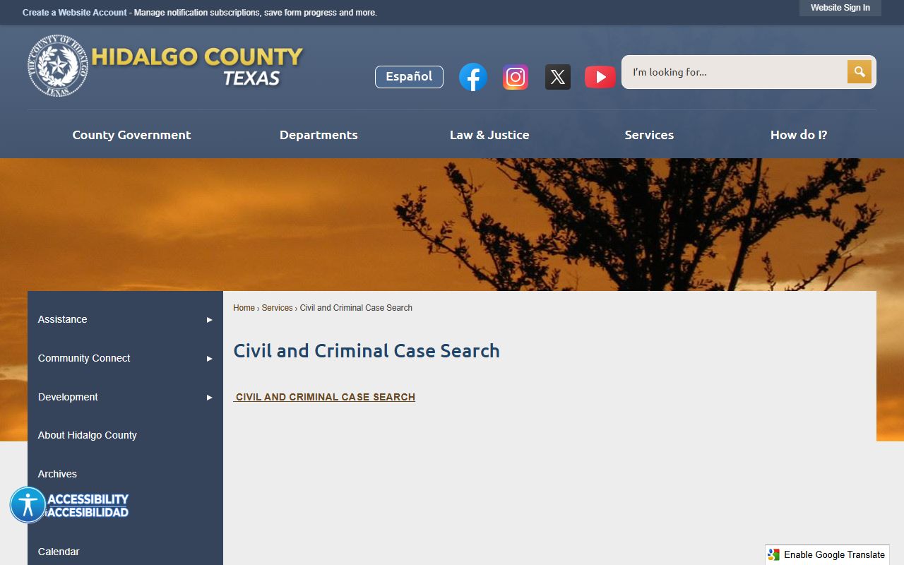 Hidalgo County case search for people search records