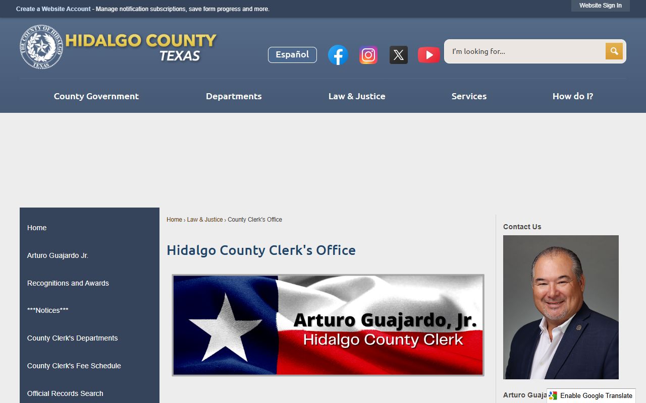 Hidalgo County Clerk office for people search