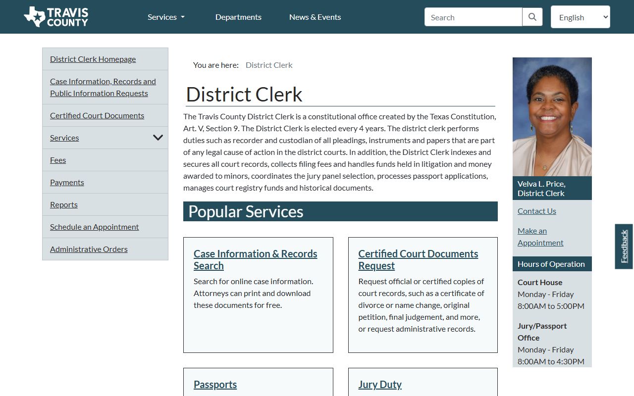 Travis County District Clerk search for people search