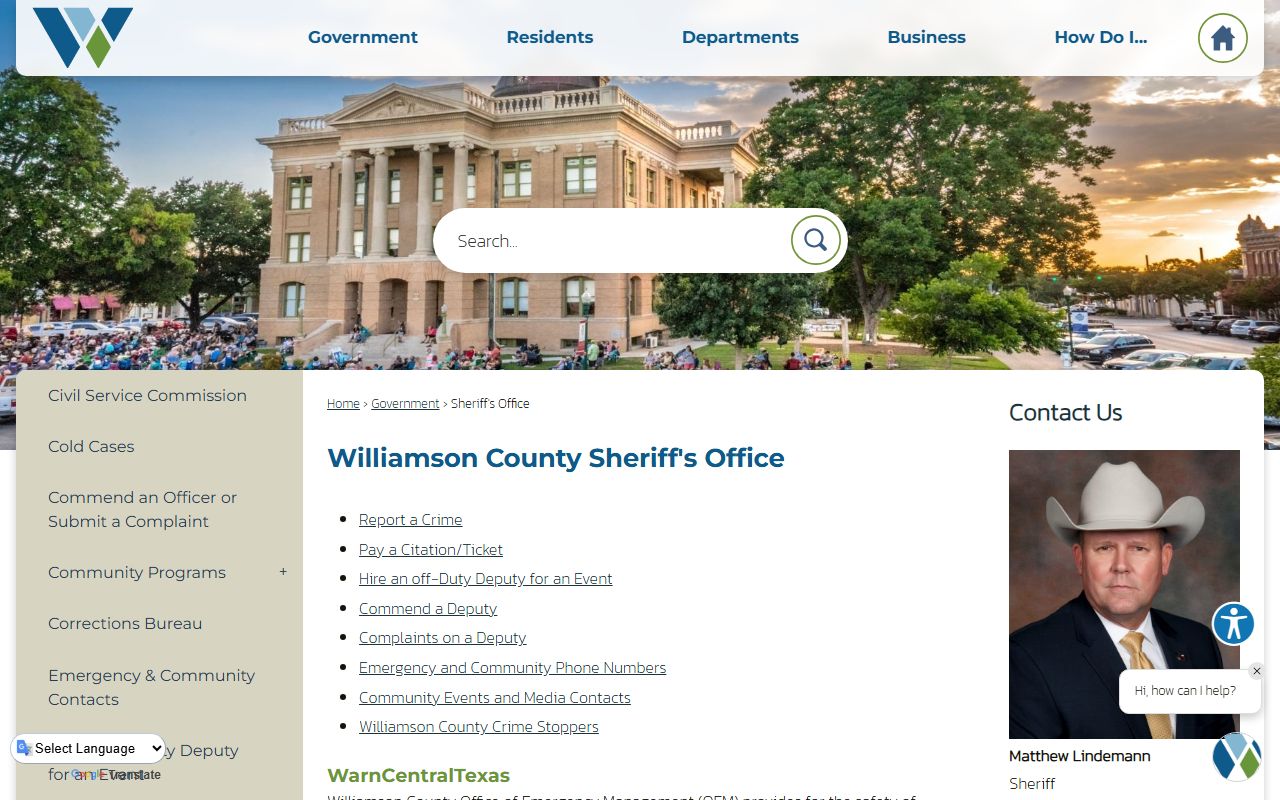 Williamson County Sheriff's Office for people search records