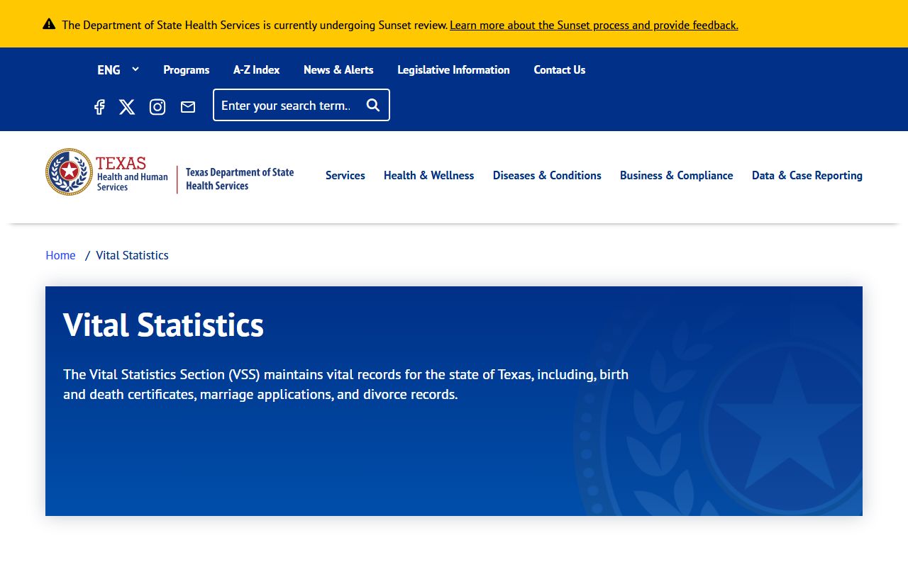 Texas people search vital statistics records portal